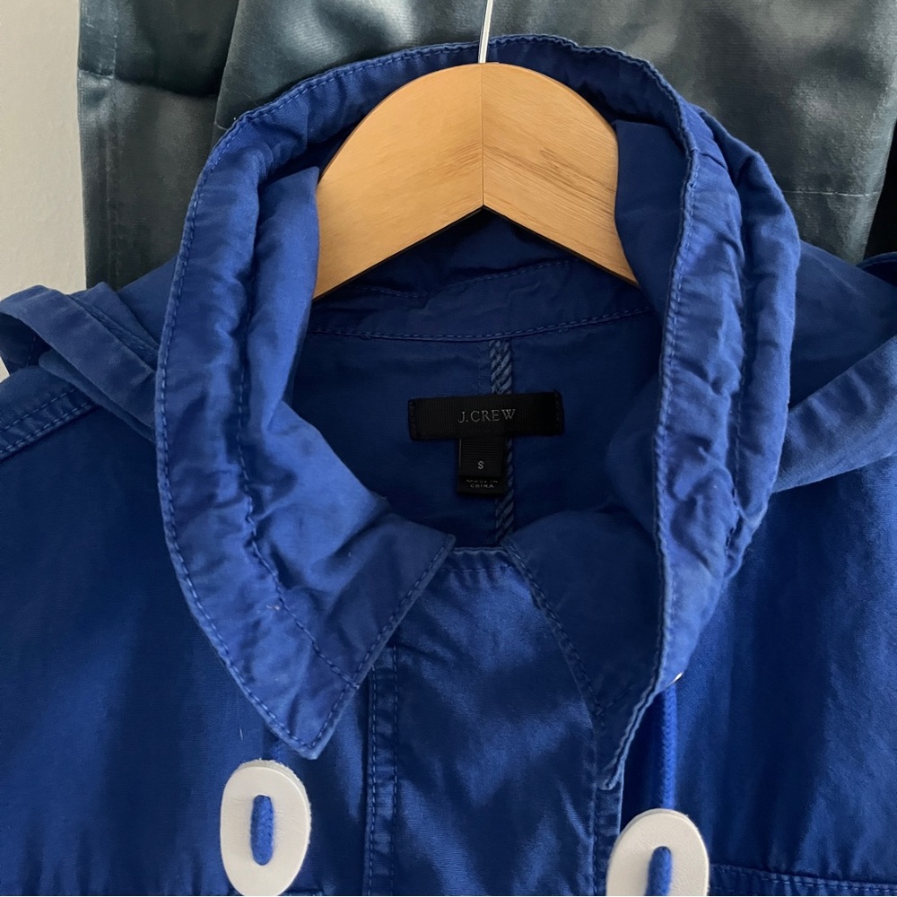 J Crew Women’s Blue Lagoon Fatigue Hooded Boyfriend Utility Jacket Cinch Waist - Picture 6 of 16